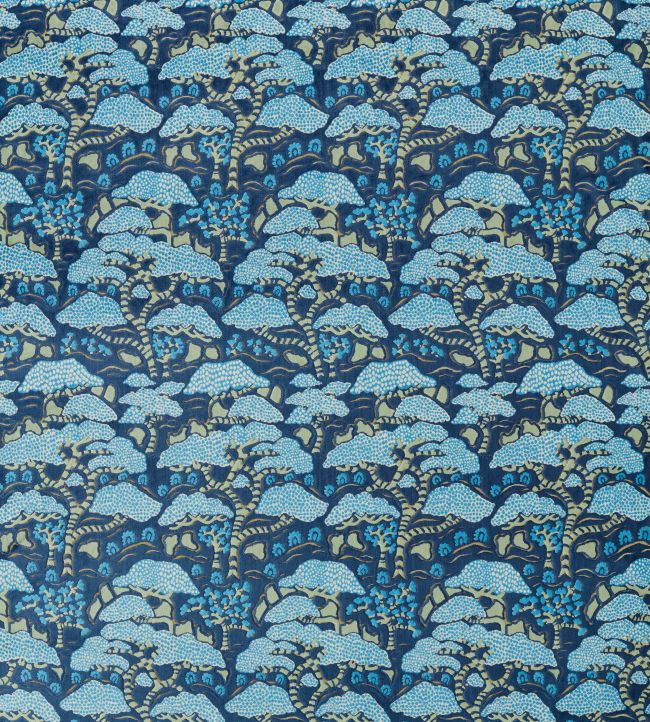 Bonsai & Gingko Fabric by Sanderson Blue