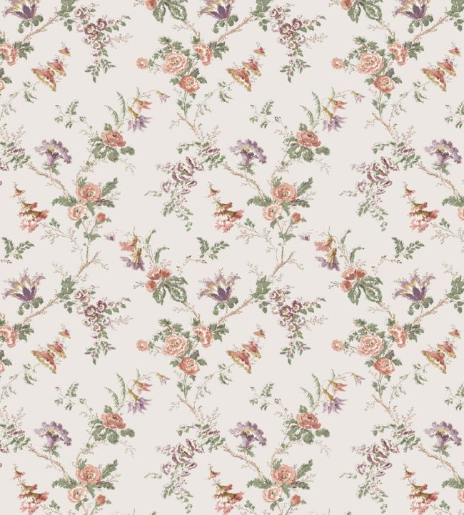 Boscobel Fabric by Nina Campbell Coral/Green