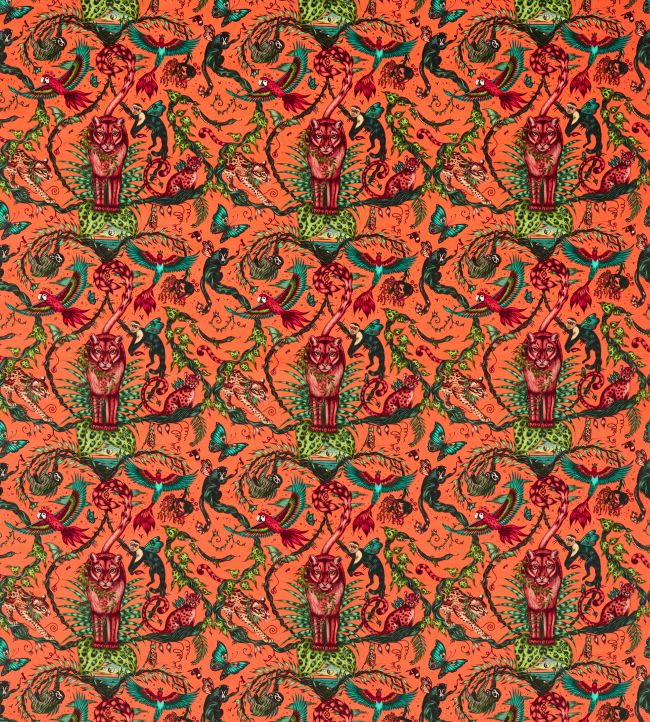 Bosque Dreams Velvet Fabric by Clarke & Clarke Coral