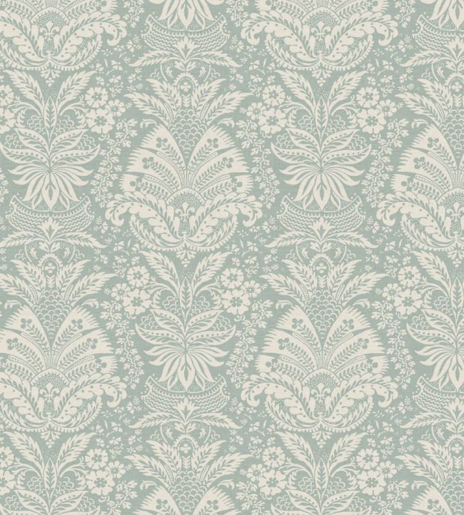 Bourton Damask Wallpaper by Nina Campbell Aqua
