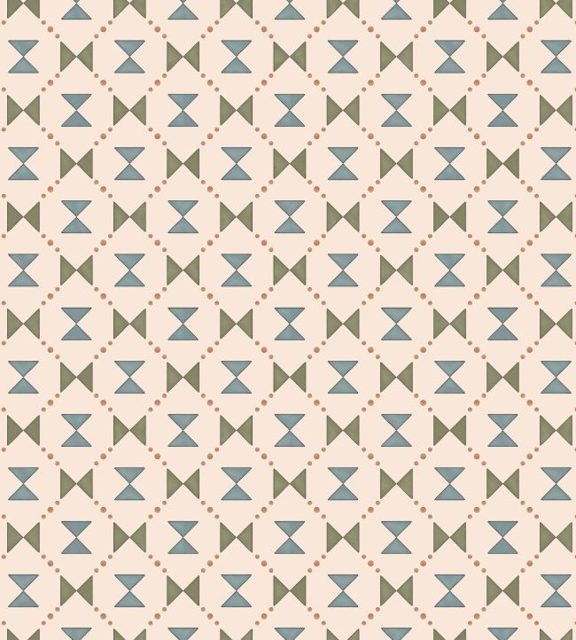 Bow Tie Quilt Wallpaper by Ottoline Blue and Green