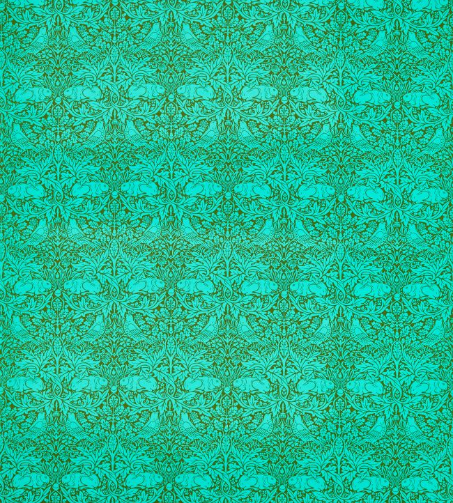 Brer Rabbit Fabric by Morris & Co Olive/Turquoise