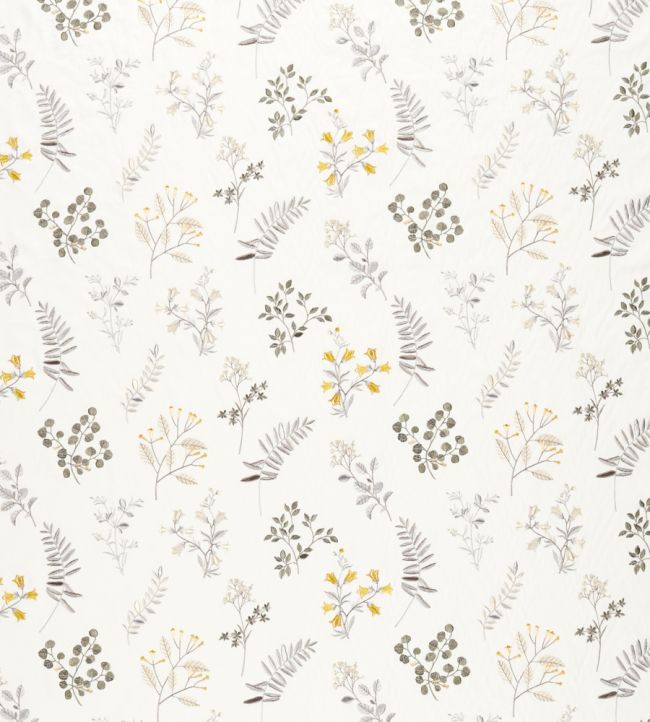 Brigitte Fabric by Clarke & Clarke Pewter/Chartreuse