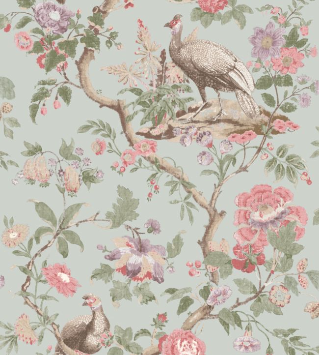 Broughton Rose Wallpaper by GP & J Baker Aqua
