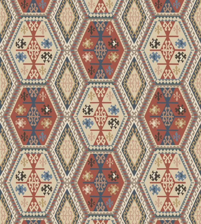 Buckland Wallpaper by Mulberry Home Red / Blue