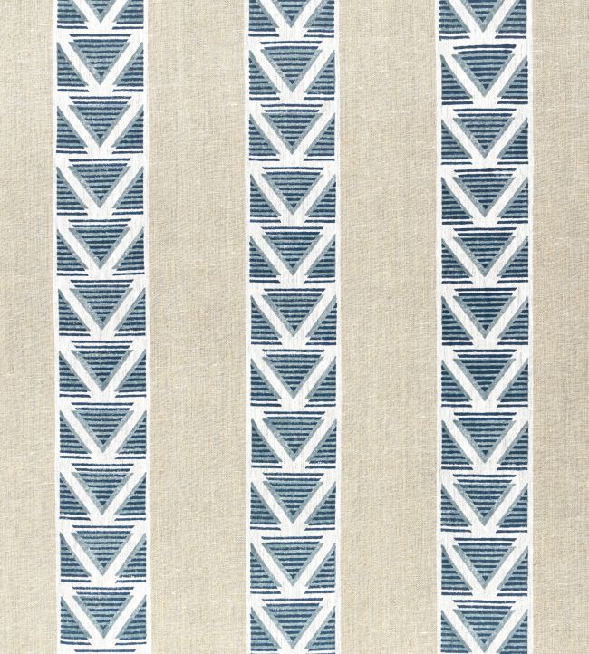 Burton Stripe Fabric by Anna French Linen and Navy