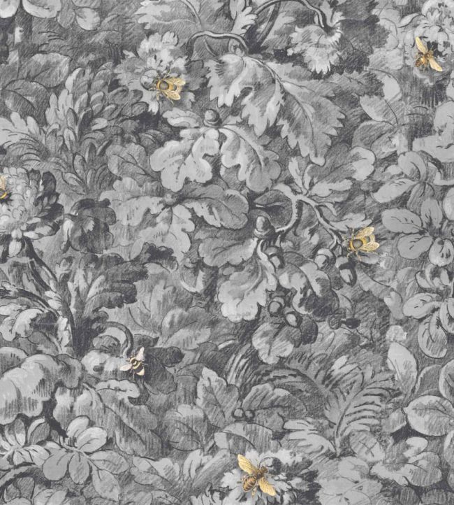 Busy Bee Wallpaper by Woodchip & Magnolia Charcoal
