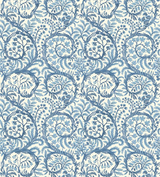 Butterow Wallpaper by Josephine Munsey Bright Blue and White