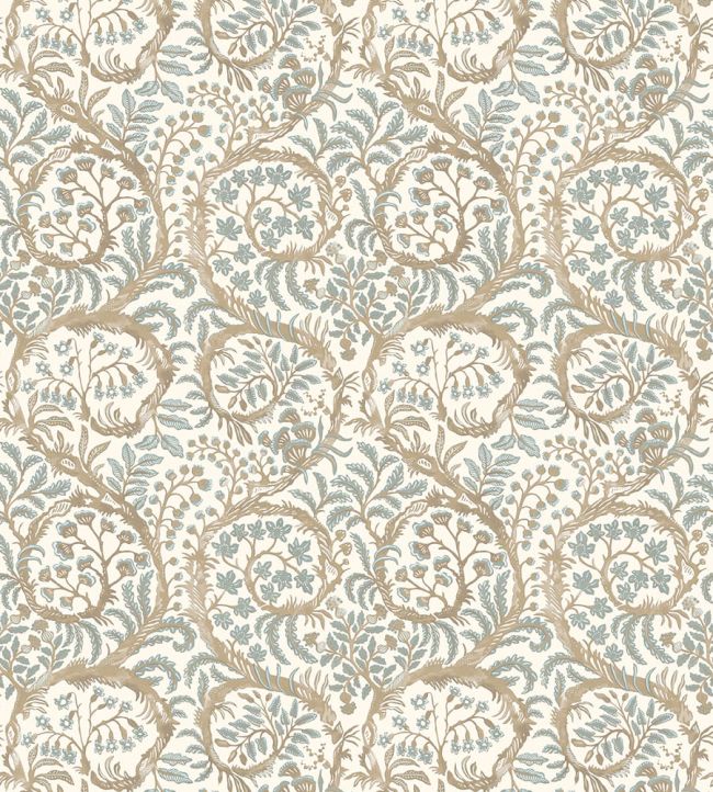 Butterow Wallpaper by Josephine Munsey Soft Blue and Brown
