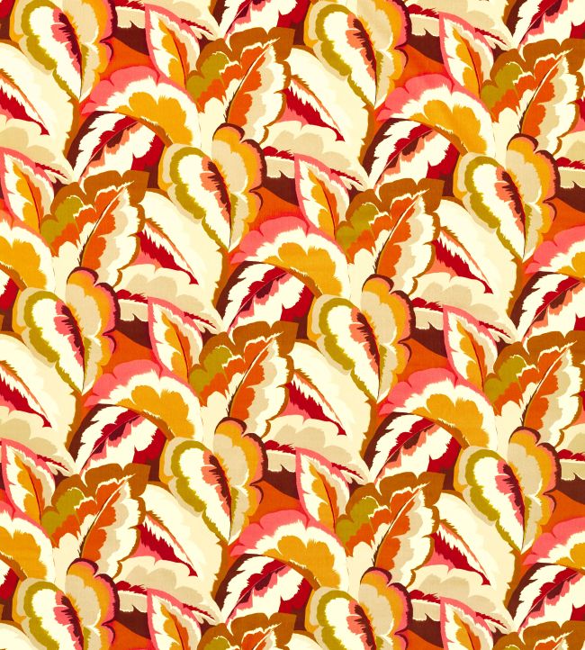 Calathea Velvet Fabric by Harlequin Amber Light / Brazilian Rosewood / Pomegranate / Shiitake