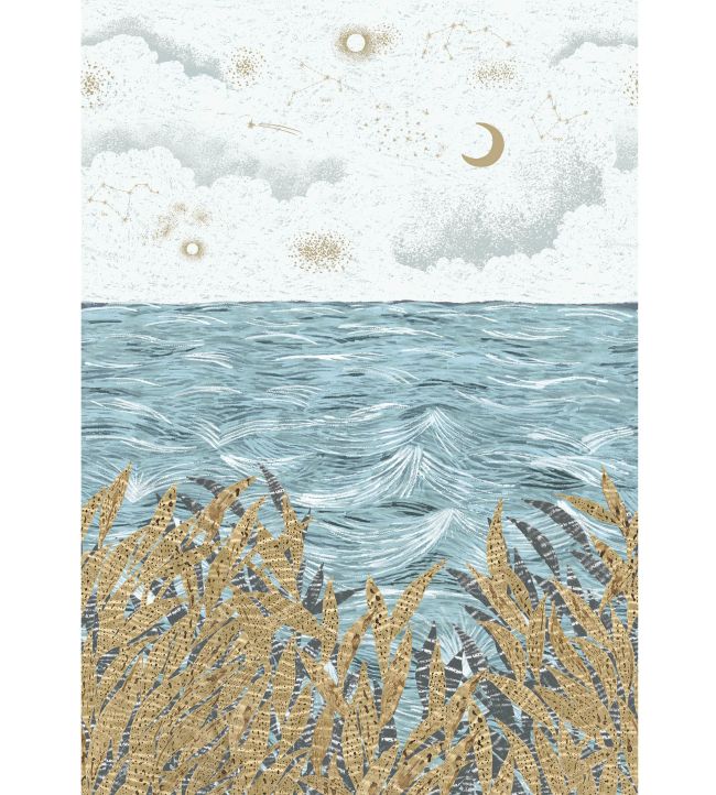 Callisto Mural by Casamance Bleu Ciel / Dore