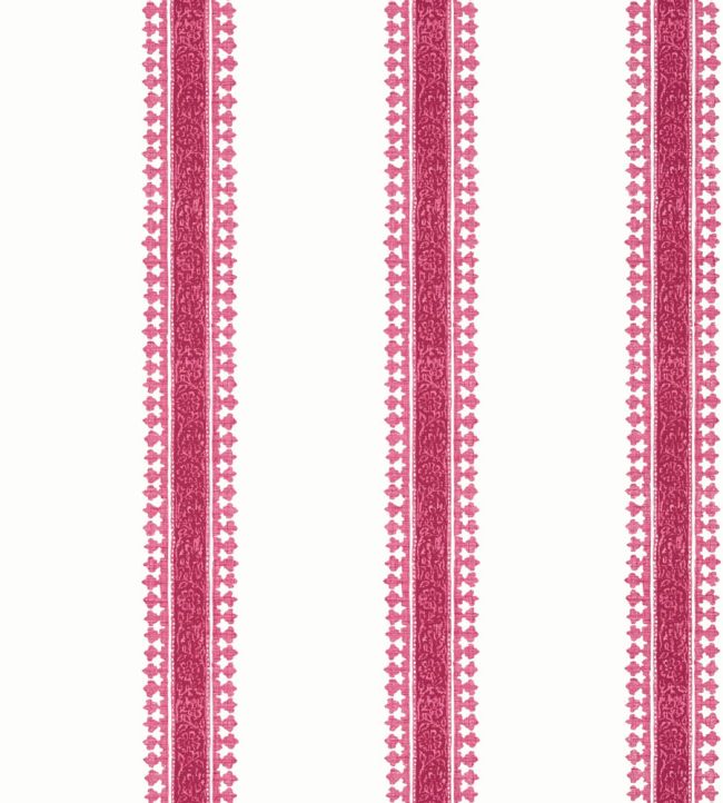 Cambridge Stripe Wallpaper by Thibaut Raspberry