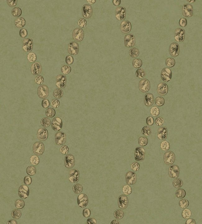 Cammei Wallpaper by Cole & Son Antique Gold on Olive