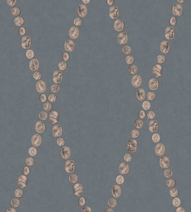 Cammei Wallpaper by Cole & Son Slate & Rose Gold