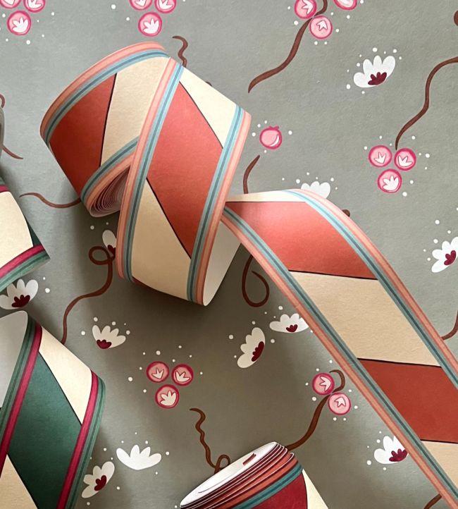 Candy Cane Border Wallpaper by Ottoline Terracotta