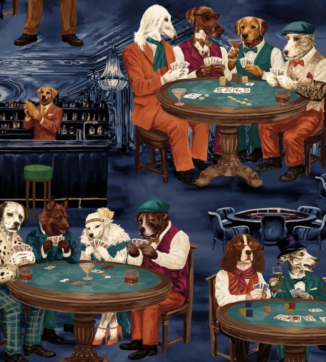 Canine Cards Wallpaper by Brand McKenzie Casino Blue