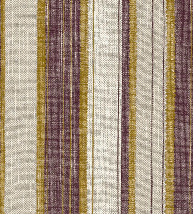 Carskiey Broad Stripe Wallpaper by Fermoie Aubergine/Yellow