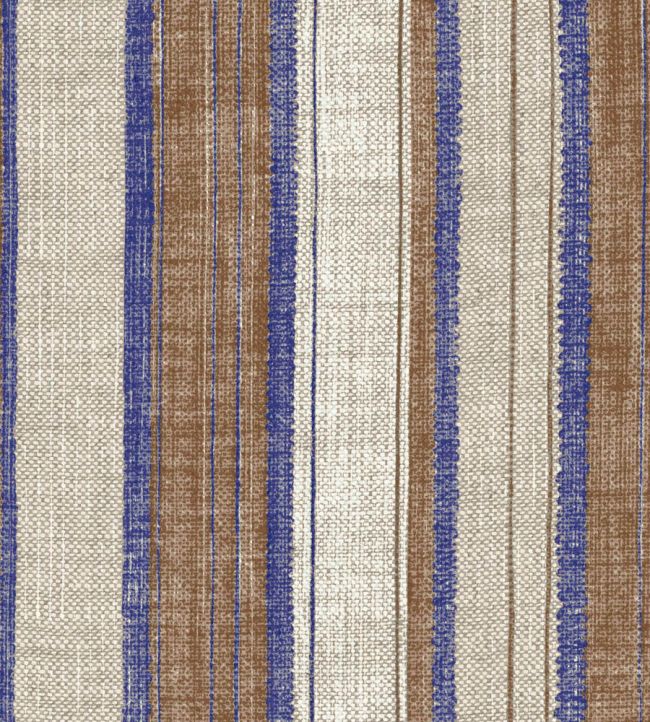 Carskiey Broad Stripe Wallpaper by Fermoie Brown/Cobalt