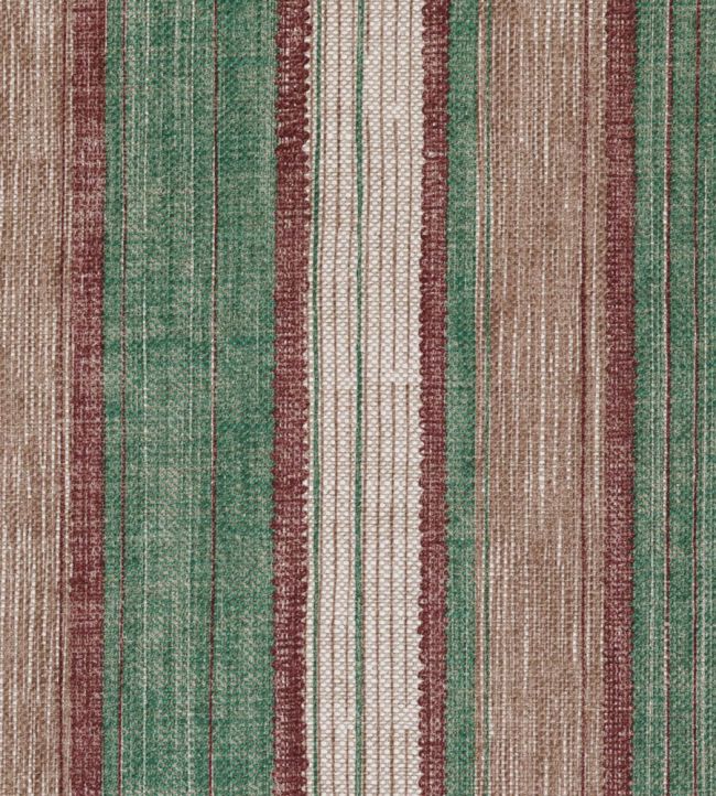 Carskiey Broad Stripe Fabric by Fermoie Green/Brown