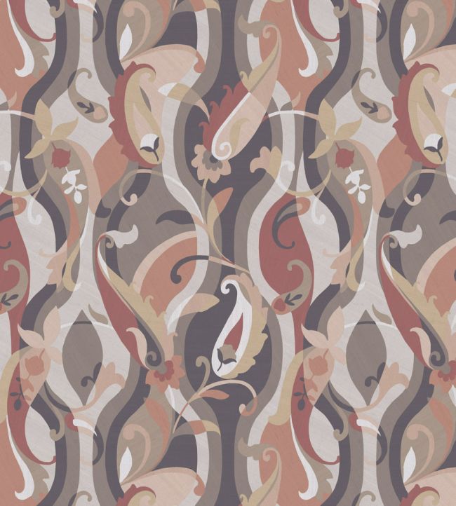 Castillo Wallpaper by Osborne & Little Charcoal/Terracotta