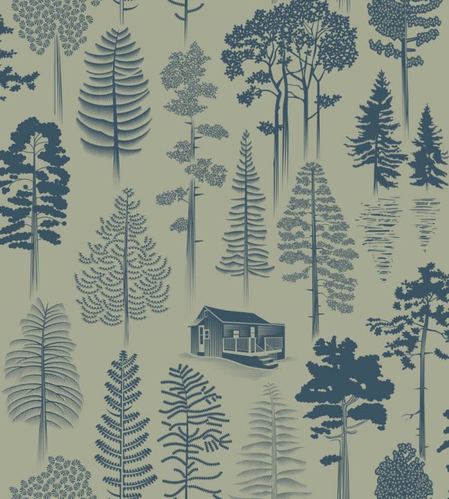 Catskills Wallpaper by Mini Moderns Blue Lichen
