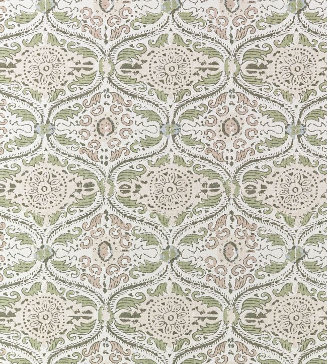 Cecilia Fabric by Anna French Green and Beige
