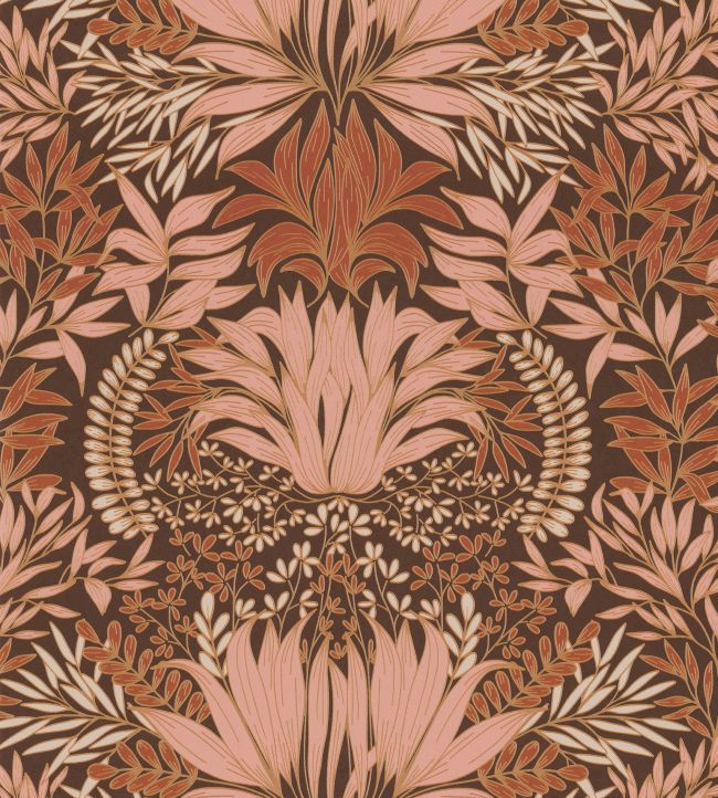 Chardon Wallpaper by Casamance Cognac / Nude