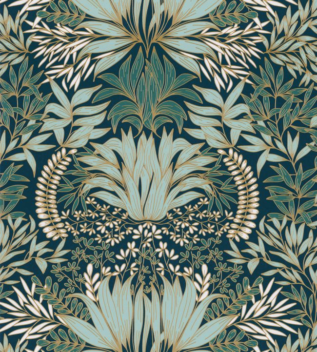 Chardon Wallpaper by Casamance Petrole / Celadon