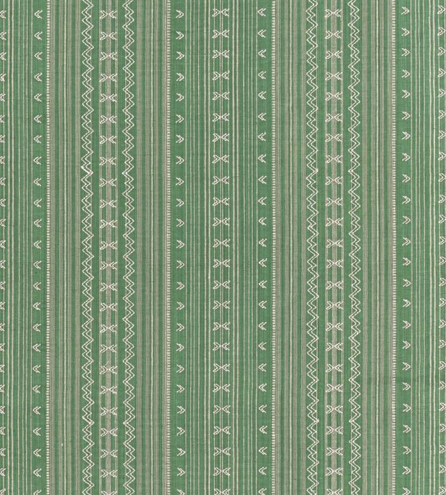 Charter Stripe Embroidery Fabric by Thibaut Green