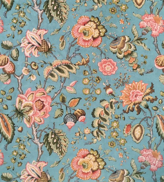 Chatterpie Velvet Fabric by Ian Sanderson Coral Sea