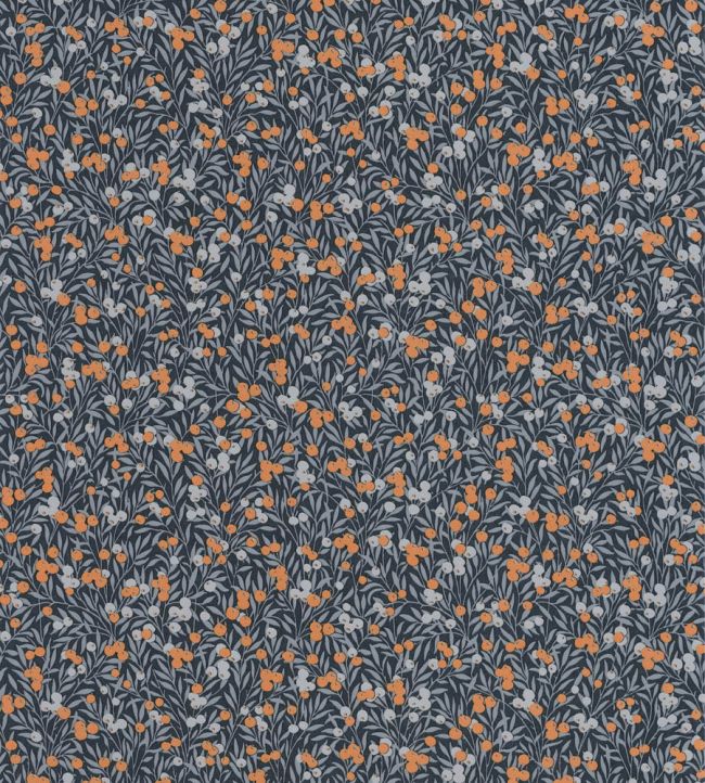 Cherry Wallpaper by Casadeco Bleu Nuit / Orange