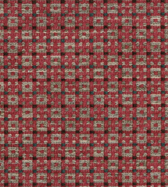 Chiddingstone Fabric by Nina Campbell Red/Teal/Chocolate