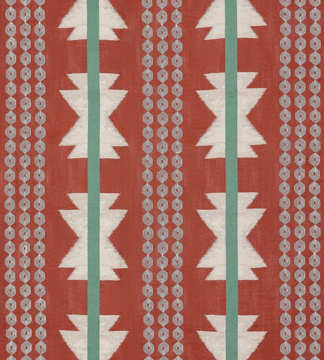 Chimayo Fabric by Osborne & Little Terracotta/Teal