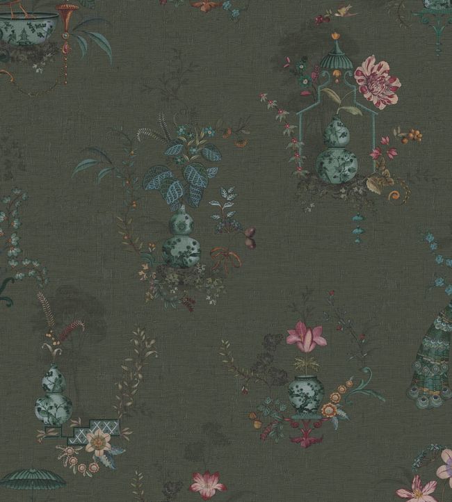 Chinese Porcelain Wallpaper by Eijffinger Dark Green