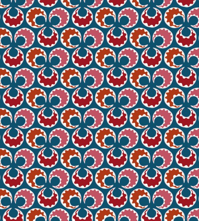 Chintamani Fun Wallpaper by Ottoline Blue and Red