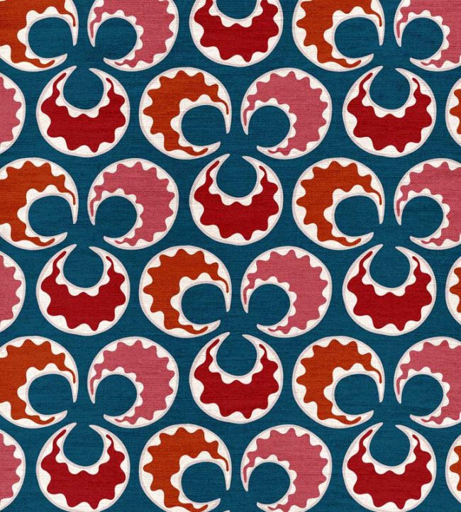 Chintamani Fun Fabric by Ottoline Blue and Reds