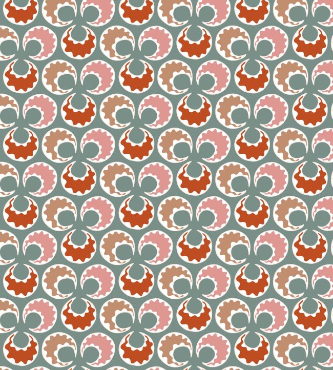Chintamani Fun Wallpaper by Ottoline Celadon and Brick