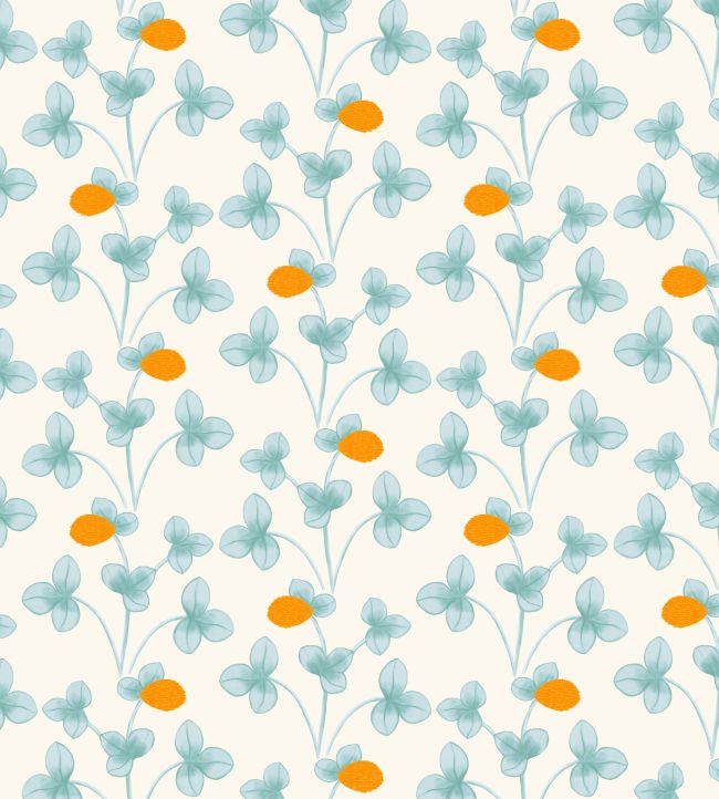 Chintz Constance Wallpaper by Ottoline Light Blue and Marigold