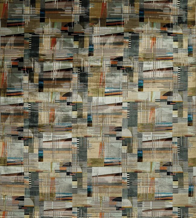 Chromatica Fabric by Osborne & Little Charcoal/Linen/Copper