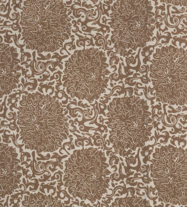 Chrysanthemum Archive Revival Fabric by Volga Linen Caramel/Oyster