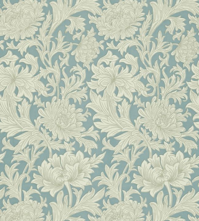 Chrysanthemum Toile Wallpaper by Morris & Co China Blue/Cream