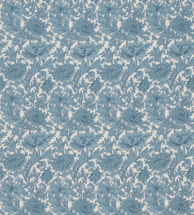 Chrysanthemum Toile Fabric by Morris & Co Woad/Chalk