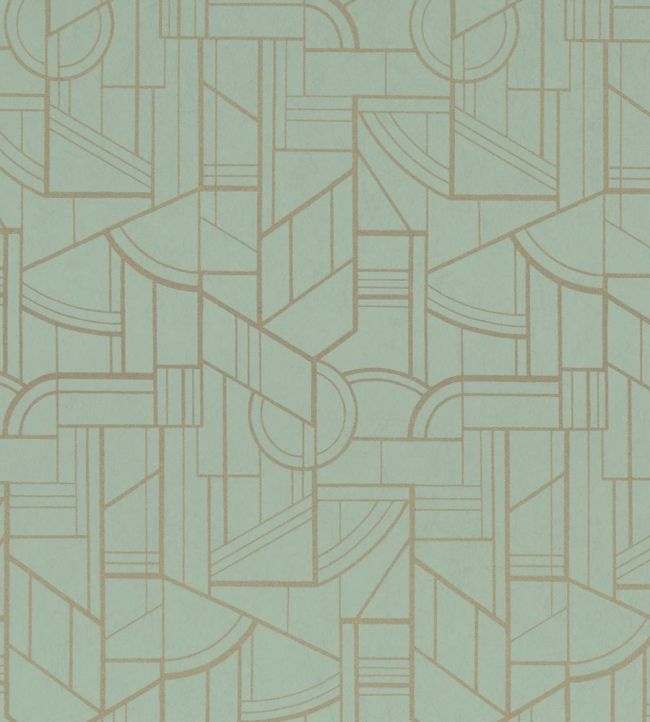Cinetique Wallpaper by Casamance Vert D Eau/Dore