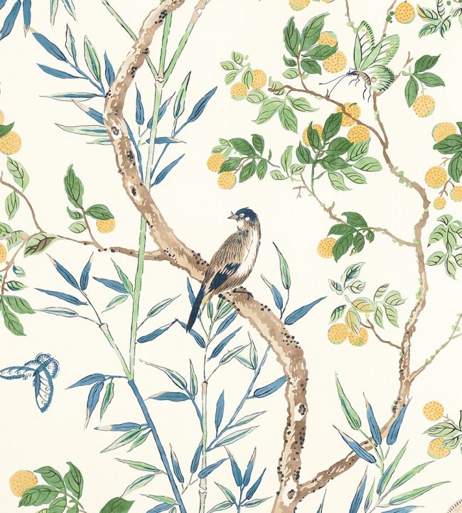 Claire Fabric by Thibaut Yellow and Navy