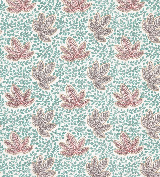 Clarice Fabric by Nina Campbell Teal/Ruby/Amethyst