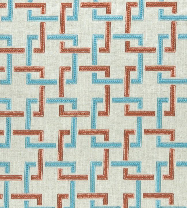 Sekai Fabric by Clarke & Clarke Cinnabar/Aqua