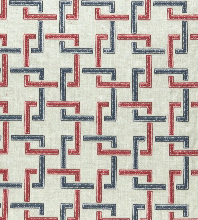 Sekai Fabric by Clarke & Clarke Indigo/Red