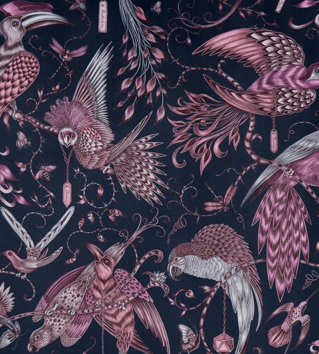 Emma J Shipley Audubon Velvet Fabric by Clarke & Clarke Pink