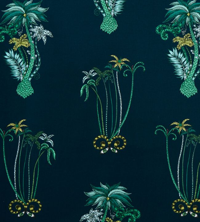 Emma J Shipley Jungle Palms Fabric by Clarke & Clarke Navy