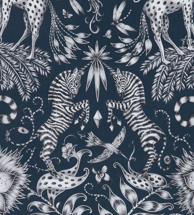 Emma J Shipley Kruger Fabric by Clarke & Clarke Navy